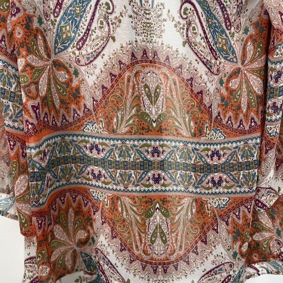 Soft Surroundings Multi colored sheer cardigan / coverup Paisley Print Size Smal - Picture 7 of 7